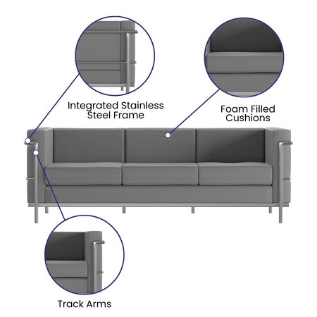 Flash Furniture HERCULES Regal Series Reception Set in Gray LeatherSoft ZB-REGAL-810-SET-GY-GG